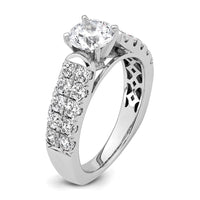 14k White Gold 1 1/10 ct Lab Grown Dia VS/SI+ G+ 1 ct Center Semi Eng Ring