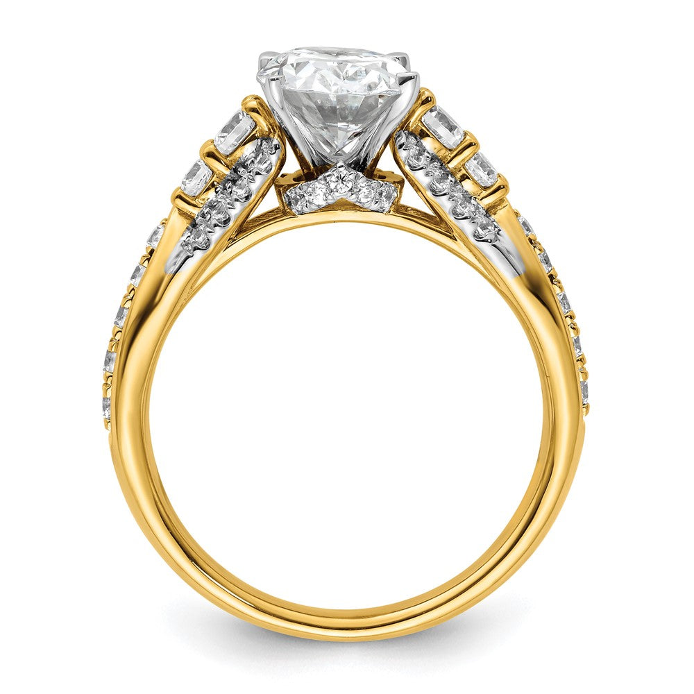 14k 5/8ct Lab Grown Diamond VS/SI+ G+ 1ct Oval Center Semi Eng Ring