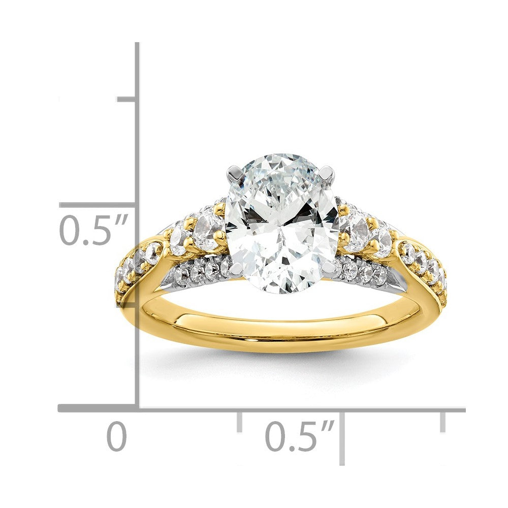 14k 5/8ct Lab Grown Diamond VS/SI+ G+ 1ct Oval Center Semi Eng Ring