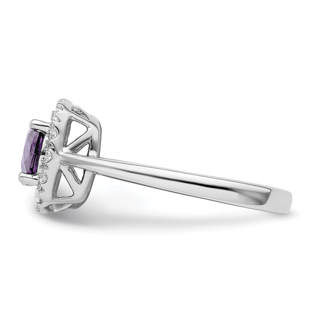 14kw 1/4ct Lab Grown Dia VS/SI+ G+ Feb Birthstone Amethyst Halo Ring