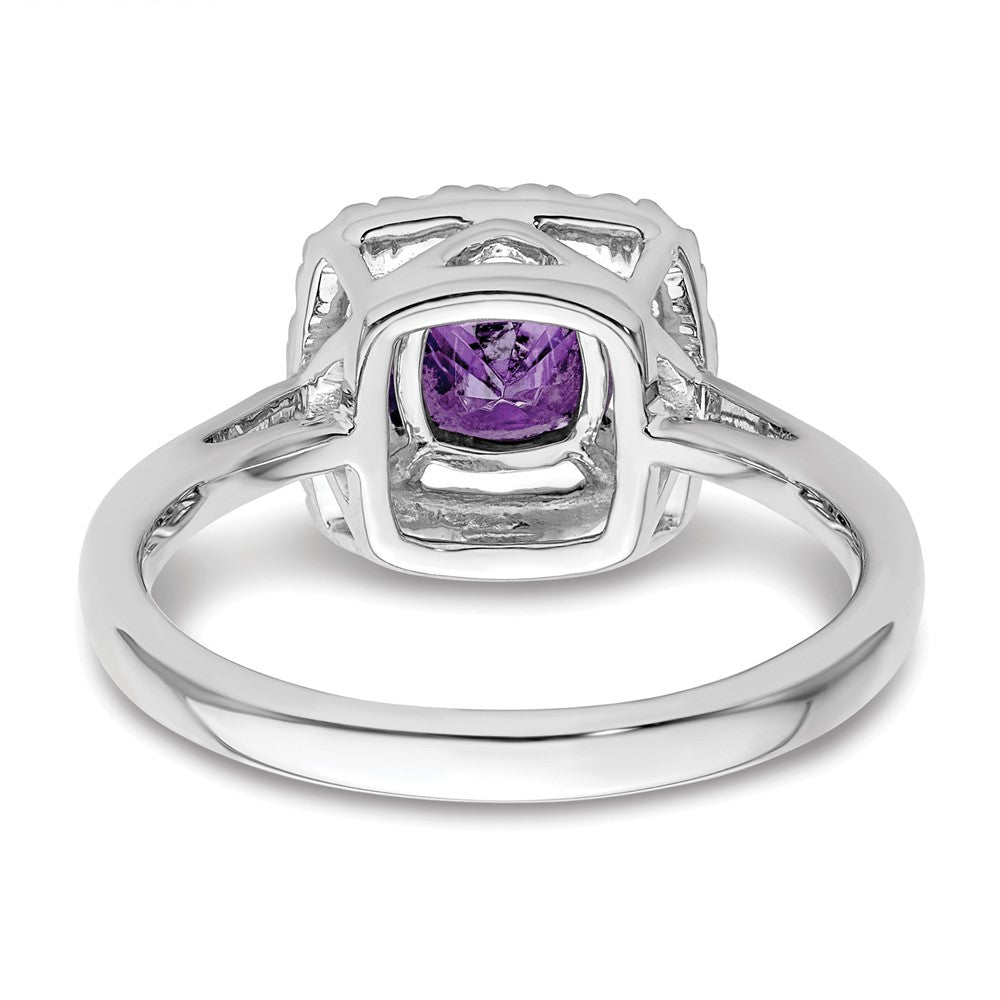 14kw 1/4ct Lab Grown Dia VS/SI+ G+ Feb Birthstone Amethyst Halo Ring