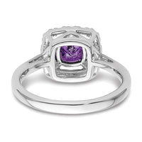 14kw 1/4ct Lab Grown Dia VS/SI+ G+ Feb Birthstone Amethyst Halo Ring