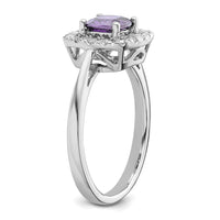 14kw 1/4ct Lab Grown Dia VS/SI+ G+ Feb Birthstone Amethyst Halo Ring