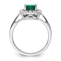 14kw 1/4ct Lab Grown Dia VS/SI+ G+ May Birthstone Cr Emerald Halo Ring