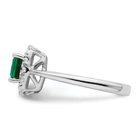 14kw 1/4ct Lab Grown Dia VS/SI+ G+ May Birthstone Cr Emerald Halo Ring