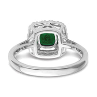14kw 1/4ct Lab Grown Dia VS/SI+ G+ May Birthstone Cr Emerald Halo Ring