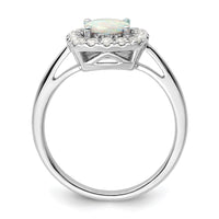 14kw 1/4ct Lab Grown Dia VS/SI+ G+ Oct Birthstone Cr Opal Halo Ring