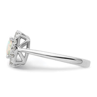 14kw 1/4ct Lab Grown Dia VS/SI+ G+ Oct Birthstone Cr Opal Halo Ring