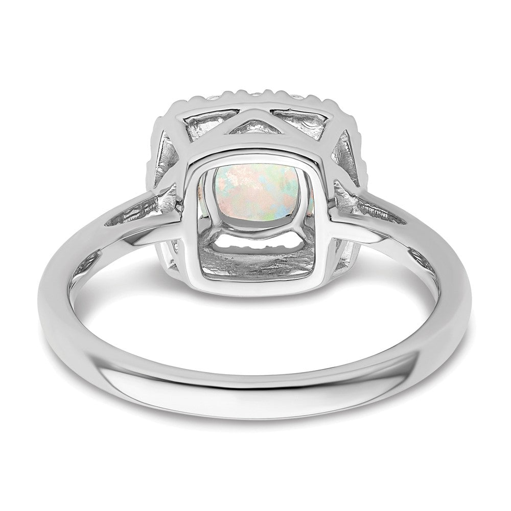 14kw 1/4ct Lab Grown Dia VS/SI+ G+ Oct Birthstone Cr Opal Halo Ring