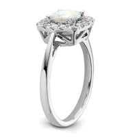 14kw 1/4ct Lab Grown Dia VS/SI+ G+ Oct Birthstone Cr Opal Halo Ring