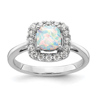 14kw 1/4ct Lab Grown Dia VS/SI+ G+ Oct Birthstone Cr Opal Halo Ring