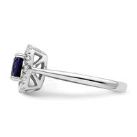 14kw 1/4ct Lab Grown Dia VS/SI+ G+ Sept Birthstone Cr Sapphire Halo Ring
