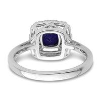 14kw 1/4ct Lab Grown Dia VS/SI+ G+ Sept Birthstone Cr Sapphire Halo Ring