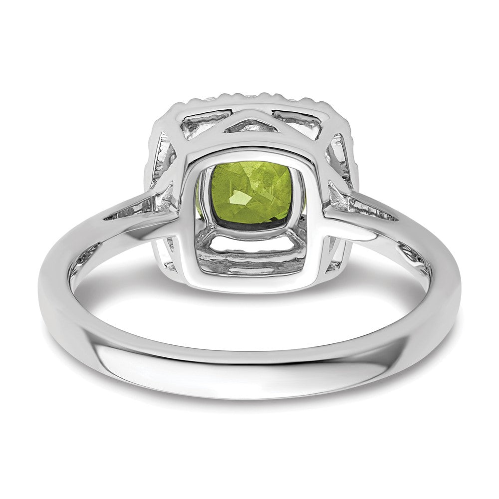 14kw 1/4ct Lab Grown Dia VS/SI+ G+ Aug Birthstone Peridot Halo Ring