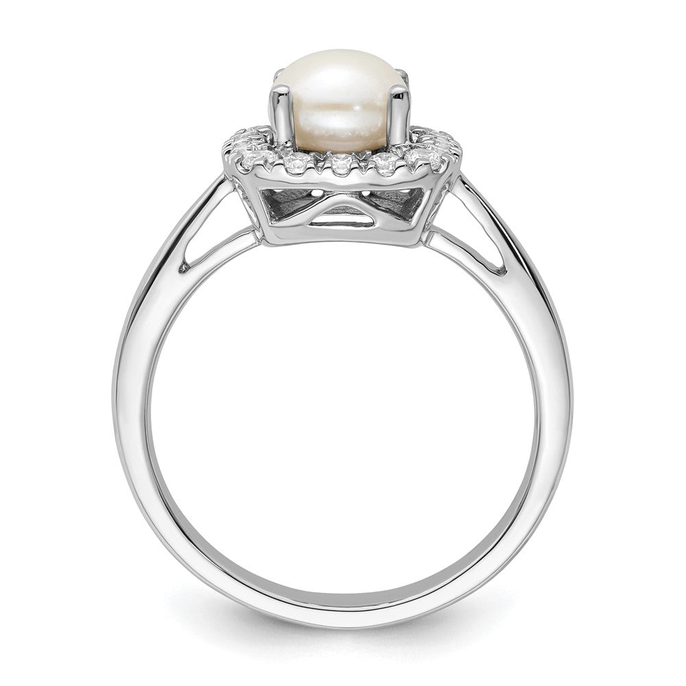 14kw 1/4ct Lab Grown Dia VS/SI+ G+ June Birthstone FWC Pearl Halo Ring