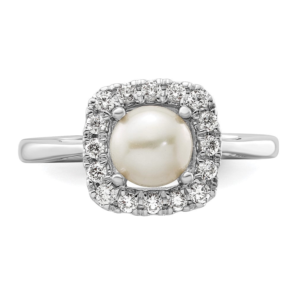 14kw 1/4ct Lab Grown Dia VS/SI+ G+ June Birthstone FWC Pearl Halo Ring