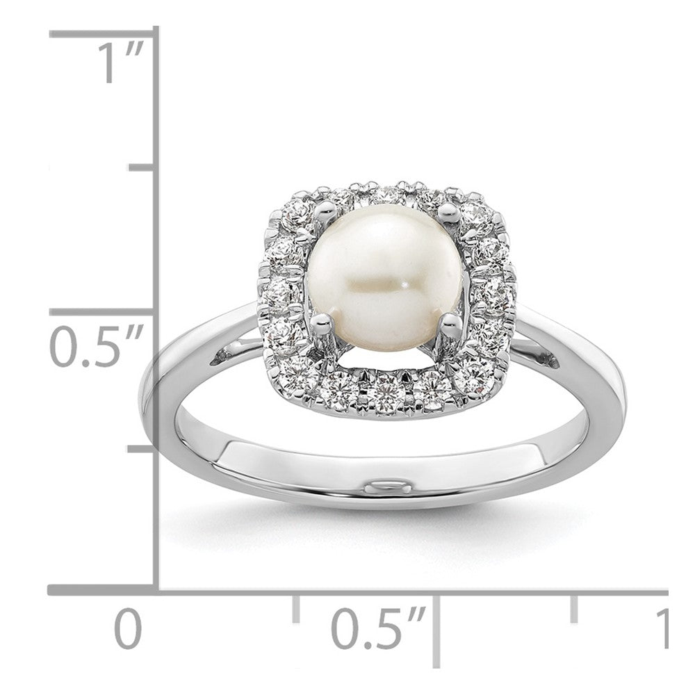 14kw 1/4ct Lab Grown Dia VS/SI+ G+ June Birthstone FWC Pearl Halo Ring