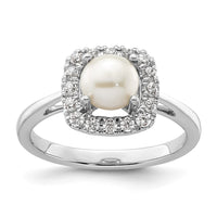 14kw 1/4ct Lab Grown Dia VS/SI+ G+ June Birthstone FWC Pearl Halo Ring