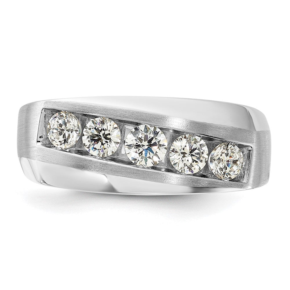 10k White Gold 1 ct Lab Grown Dia VS/SI+ G+ 5 Stone Complete Men's Ring