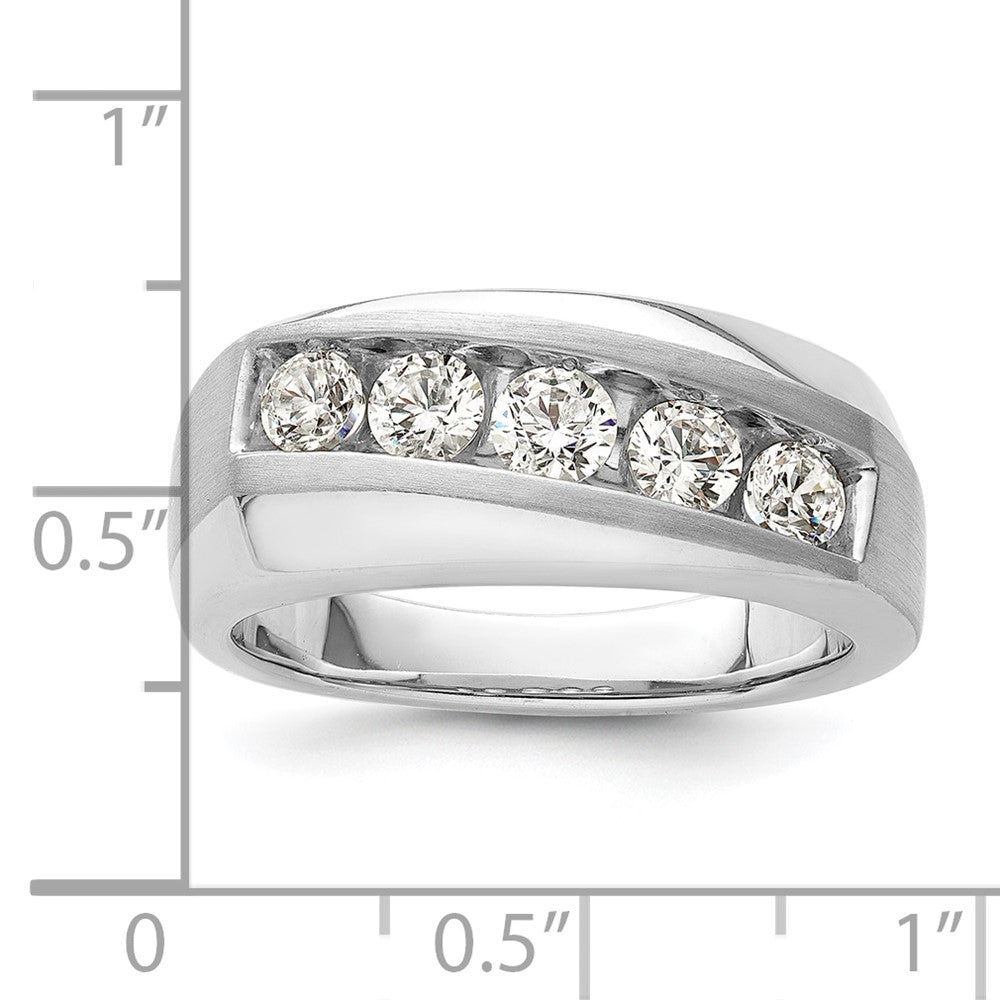 10k White Gold 1 ct Lab Grown Dia VS/SI+ G+ 5 Stone Complete Men's Ring