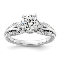 14k White Gold 3/8 ct Lab Grown Diamond VS/SI+ G+ 1 ct Center Semi Eng Ring