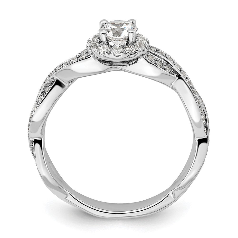 10kw 3/4ct Lab Grown Diamond VS/SI+ G+ Round Comp Fancy Halo Eng Ring