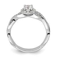 14kw 3/4ct Lab Grown Diamond VS/SI+ G+ Round Comp Fancy Halo Eng Ring