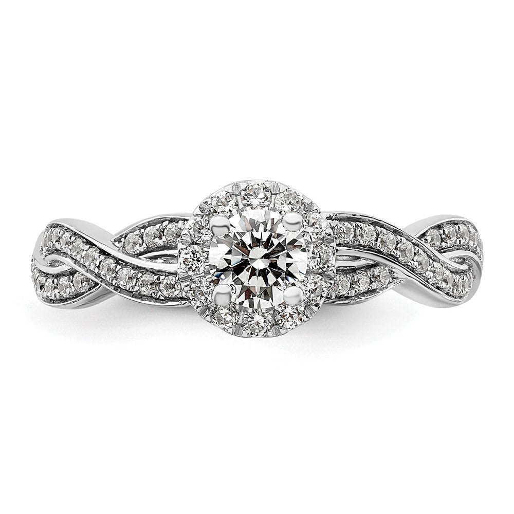 10kw 3/4ct Lab Grown Diamond VS/SI+ G+ Round Comp Fancy Halo Eng Ring