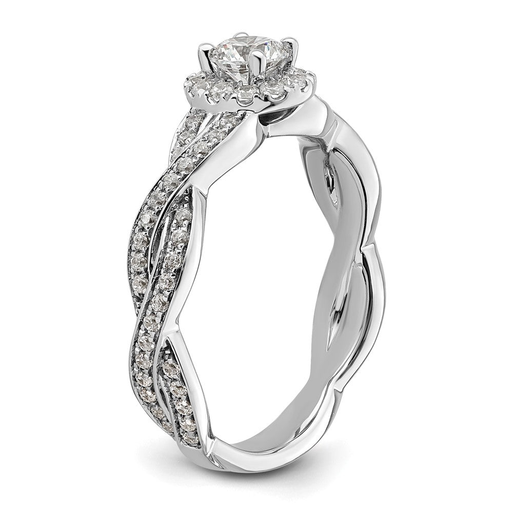 10kw 3/4ct Lab Grown Diamond VS/SI+ G+ Round Comp Fancy Halo Eng Ring