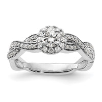 10kw 3/4ct Lab Grown Diamond VS/SI+ G+ Round Comp Fancy Halo Eng Ring