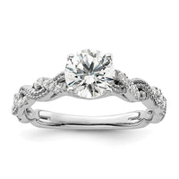 14k White Gold 1/5 ct Lab Grown Dia VS/SI+ G+ 1 ct Center Semi Eng Ring