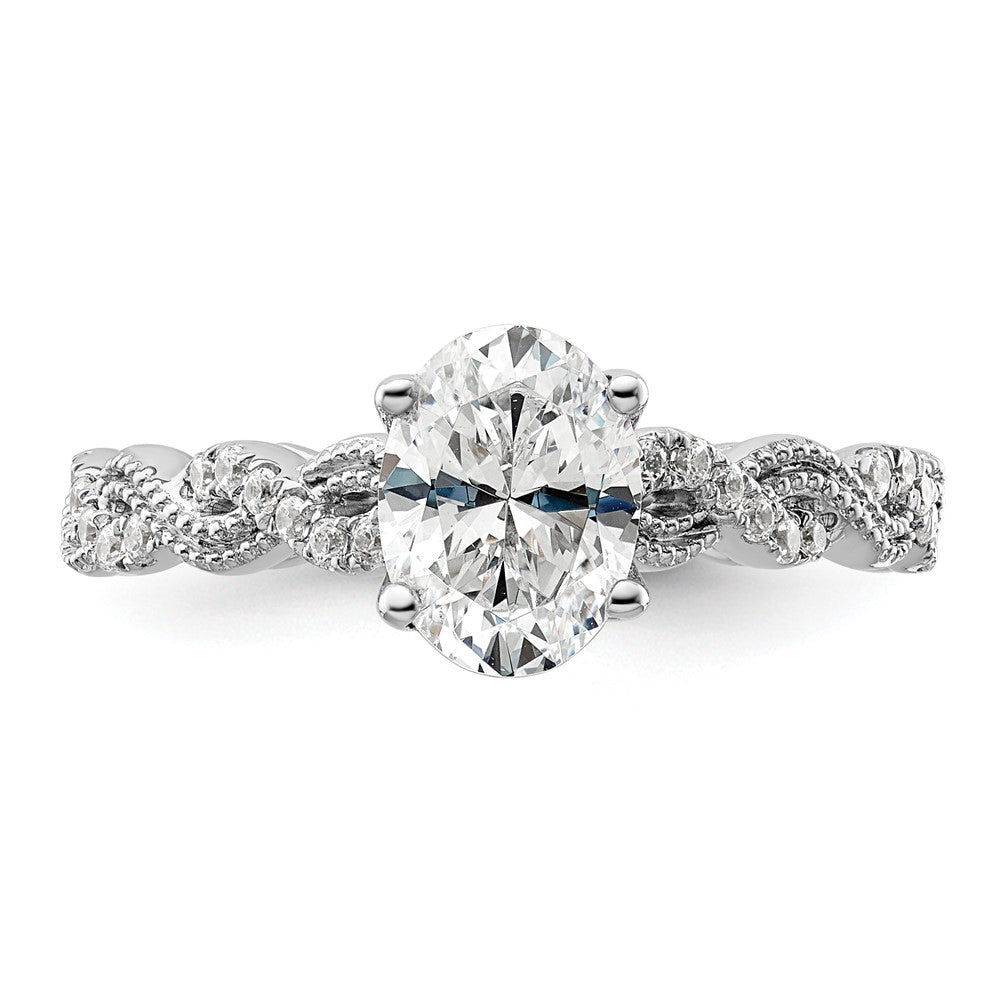 14k White Gold 1/5 ct Lab Grown Diamond VS/SI+ G+ 1 ct Oval Semi Eng Ring