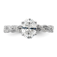 14k White Gold 1/5 ct Lab Grown Diamond VS/SI+ G+ 1 ct Oval Semi Eng Ring