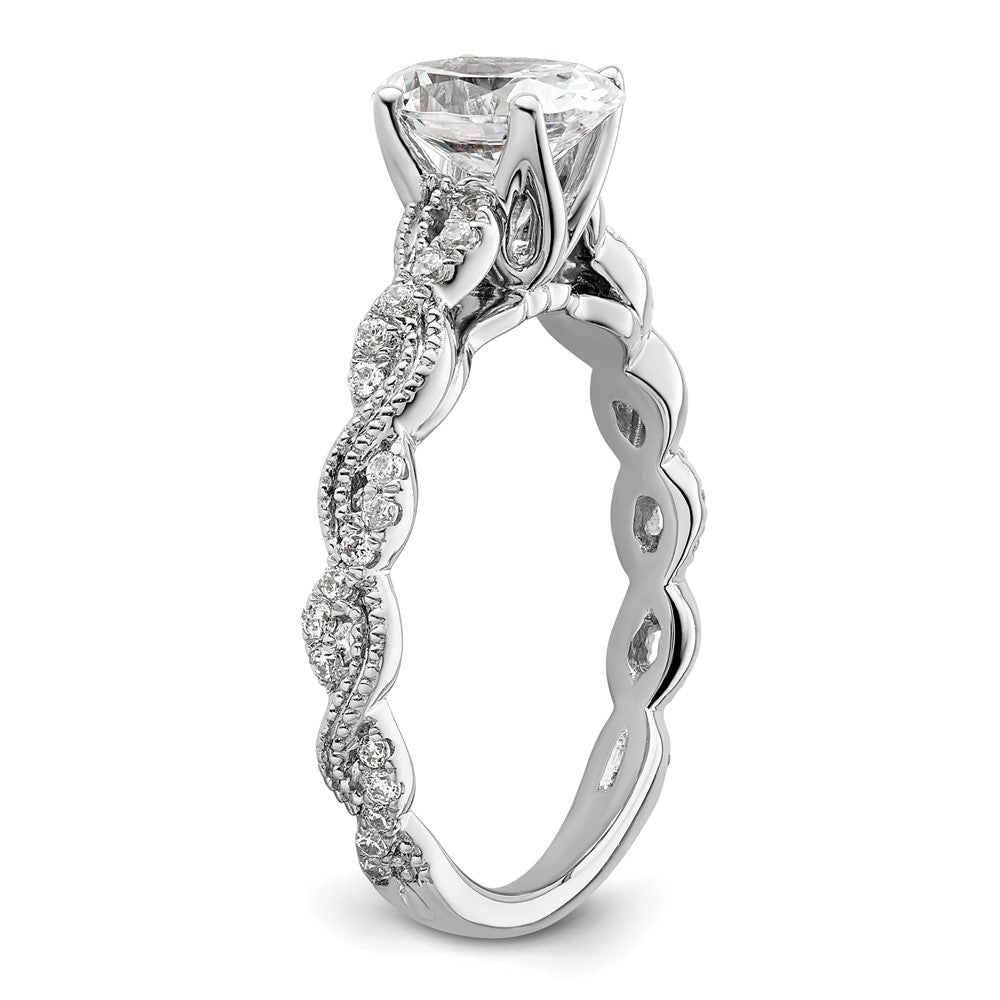 14k White Gold 1/5 ct Lab Grown Diamond VS/SI+ G+ 1 ct Oval Semi Eng Ring