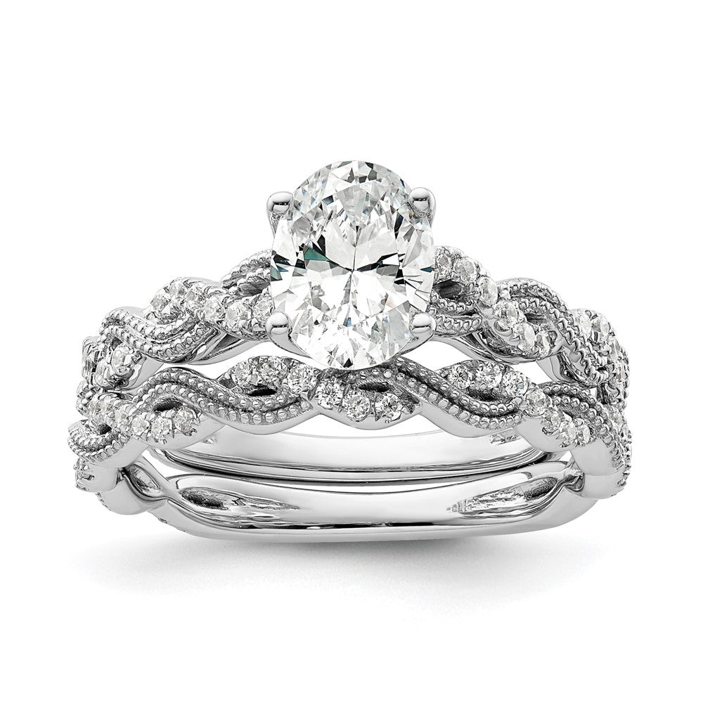 14k White Gold 1/5 ct Lab Grown Diamond VS/SI+ G+ 1 ct Oval Semi Eng Ring