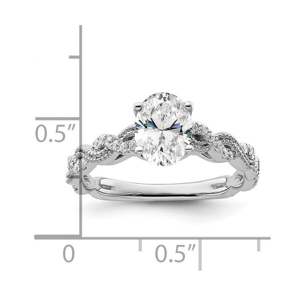 14k White Gold 1/5 ct Lab Grown Diamond VS/SI+ G+ 1 ct Oval Semi Eng Ring