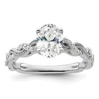 14k White Gold 1/5 ct Lab Grown Diamond VS/SI+ G+ 1 ct Oval Semi Eng Ring