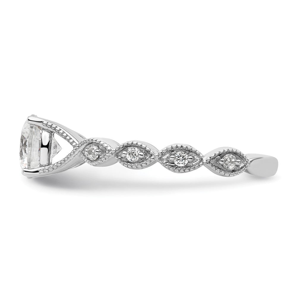 14k White Gold 1/8 ct Lab Grown Diamond VS/SI+ G+ 1 ct Center Semi Eng Ring