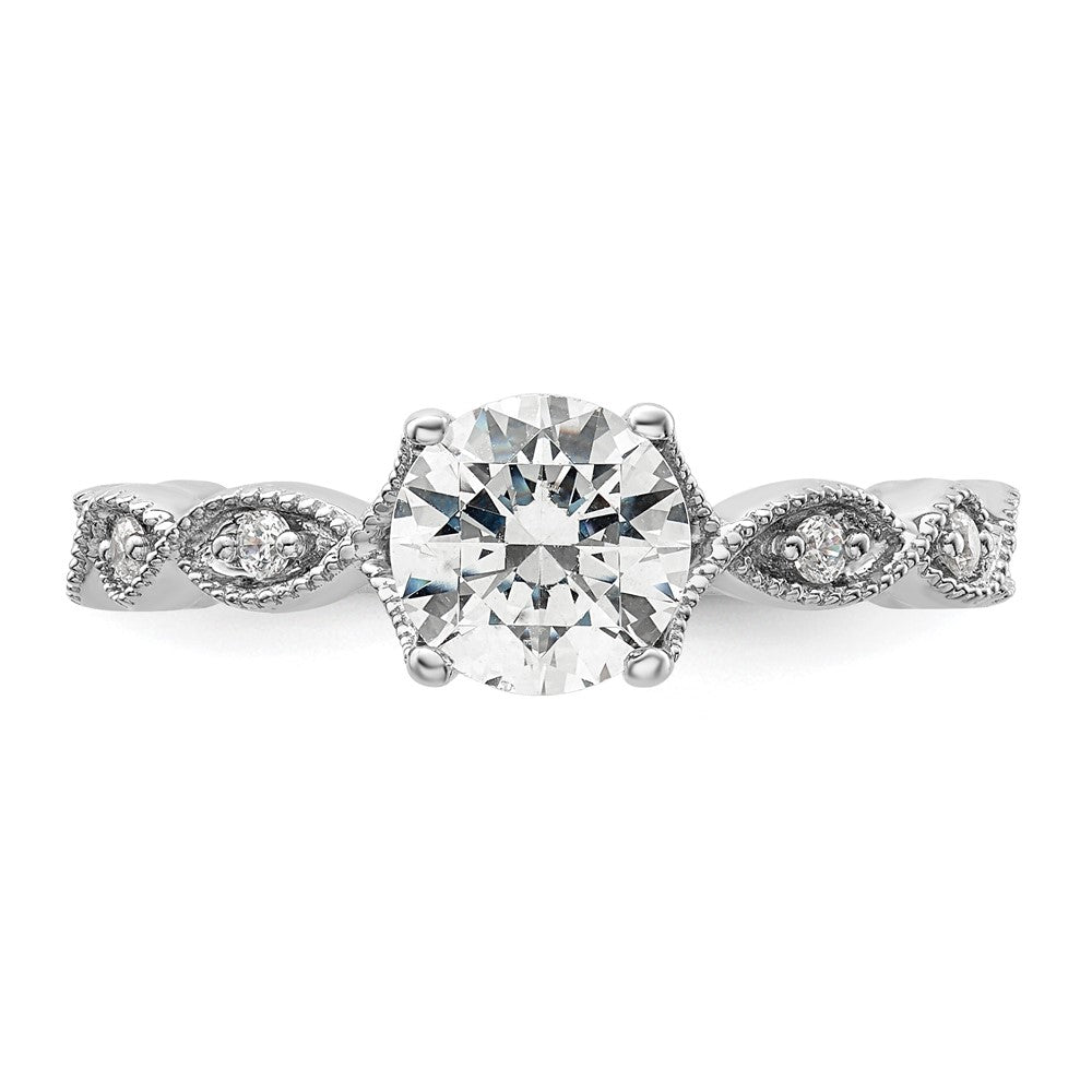 14k White Gold 1/8 ct Lab Grown Diamond VS/SI+ G+ 1 ct Center Semi Eng Ring