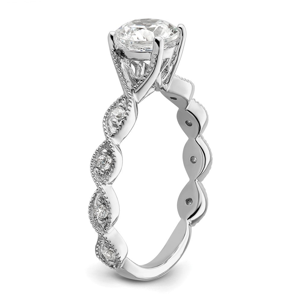 14k White Gold 1/8 ct Lab Grown Diamond VS/SI+ G+ 1 ct Center Semi Eng Ring