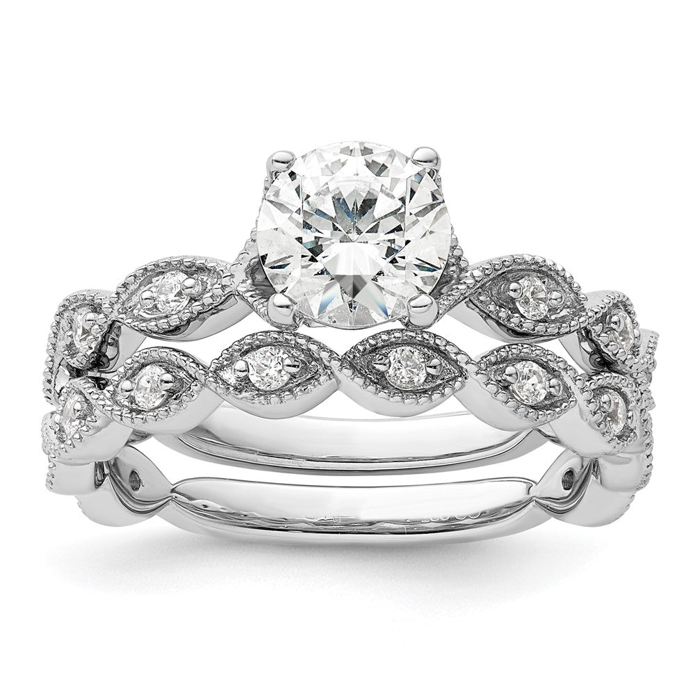 14k White Gold 1/8 ct Lab Grown Diamond VS/SI+ G+ 1 ct Center Semi Eng Ring