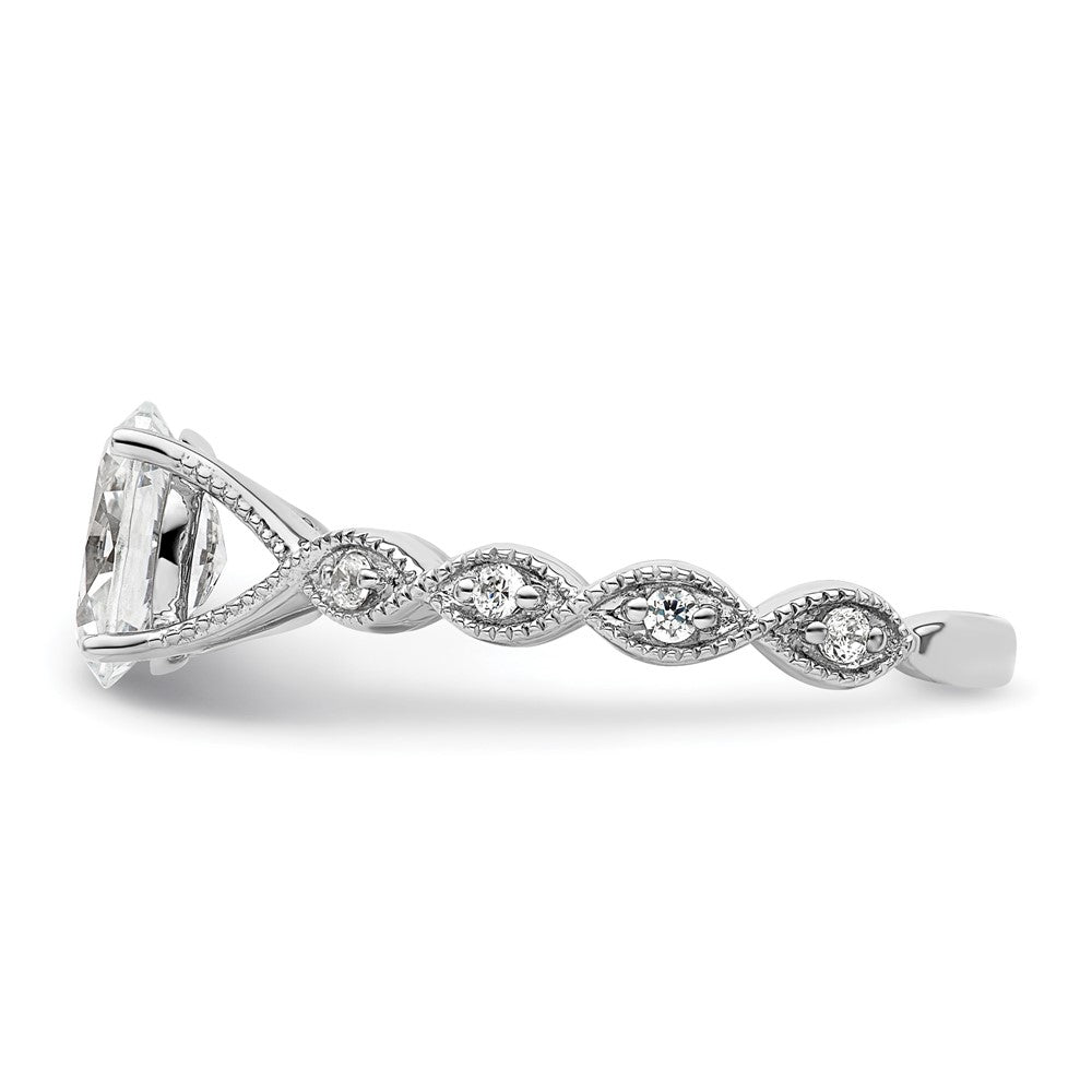 14kw 1/8ct Lab Grown Diamond VS/SI+ G+ 1ct Center Oval Semi Eng Ring