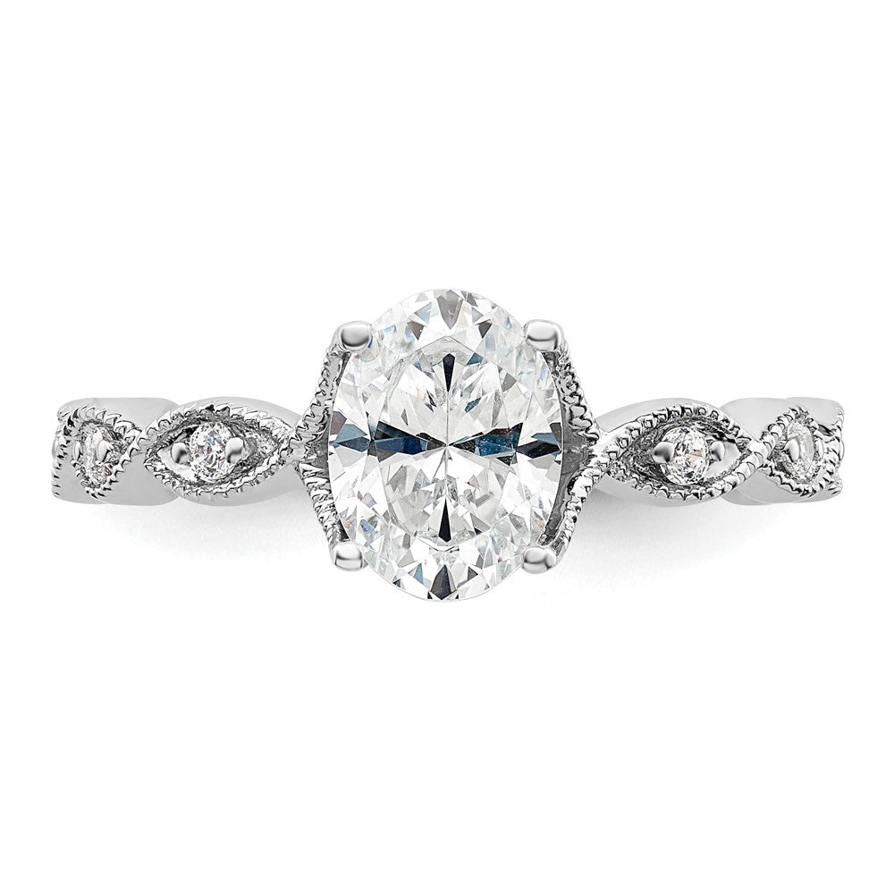 14kw 1/8ct Lab Grown Diamond VS/SI+ G+ 1ct Center Oval Semi Eng Ring