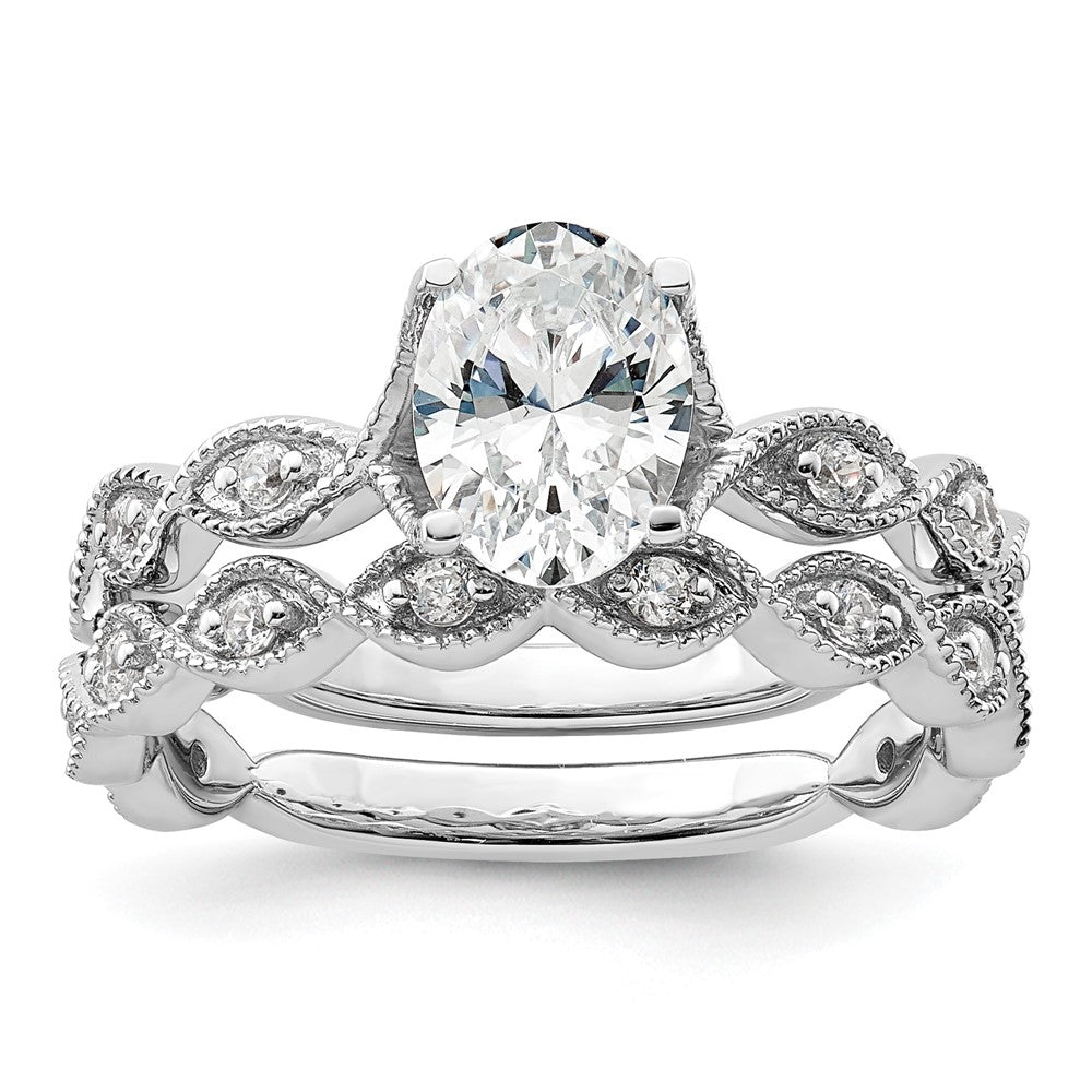 14kw 1/8ct Lab Grown Diamond VS/SI+ G+ 1ct Center Oval Semi Eng Ring