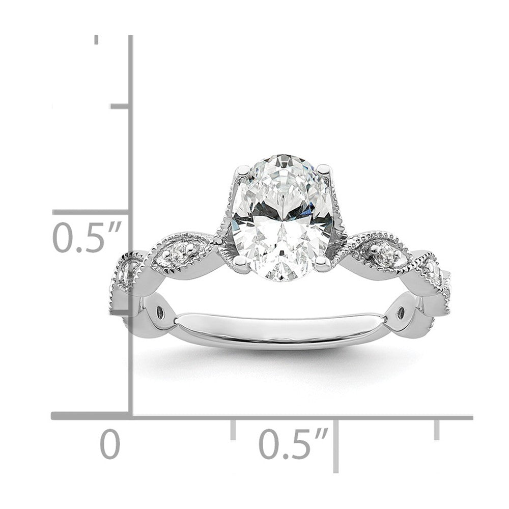 14kw 1/8ct Lab Grown Diamond VS/SI+ G+ 1ct Center Oval Semi Eng Ring