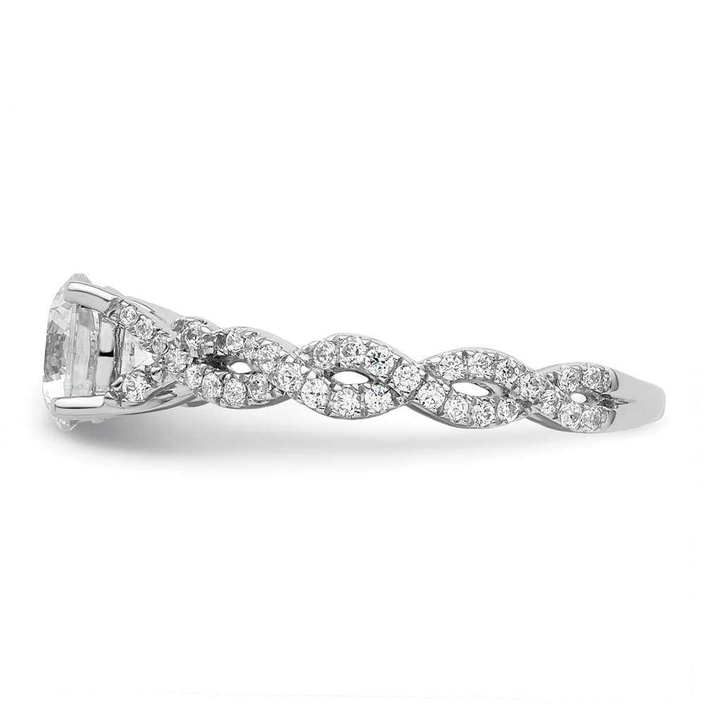14k White Gold 3/8 ct Lab Grown Diamond VS/SI+ G+ 1 ct Center Semi Eng Ring