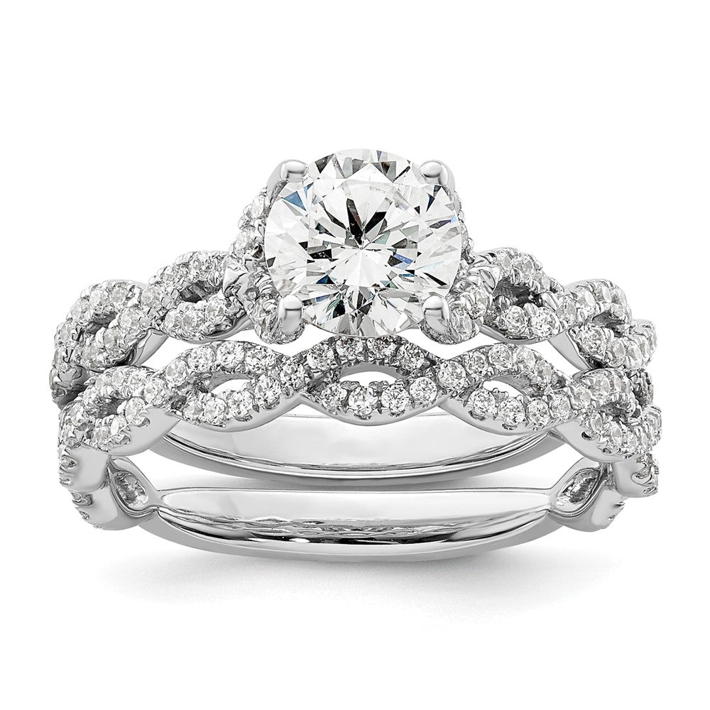 14k White Gold 3/8 ct Lab Grown Diamond VS/SI+ G+ 1 ct Center Semi Eng Ring