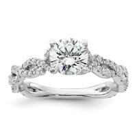 14k White Gold 3/8 ct Lab Grown Diamond VS/SI+ G+ 1 ct Center Semi Eng Ring