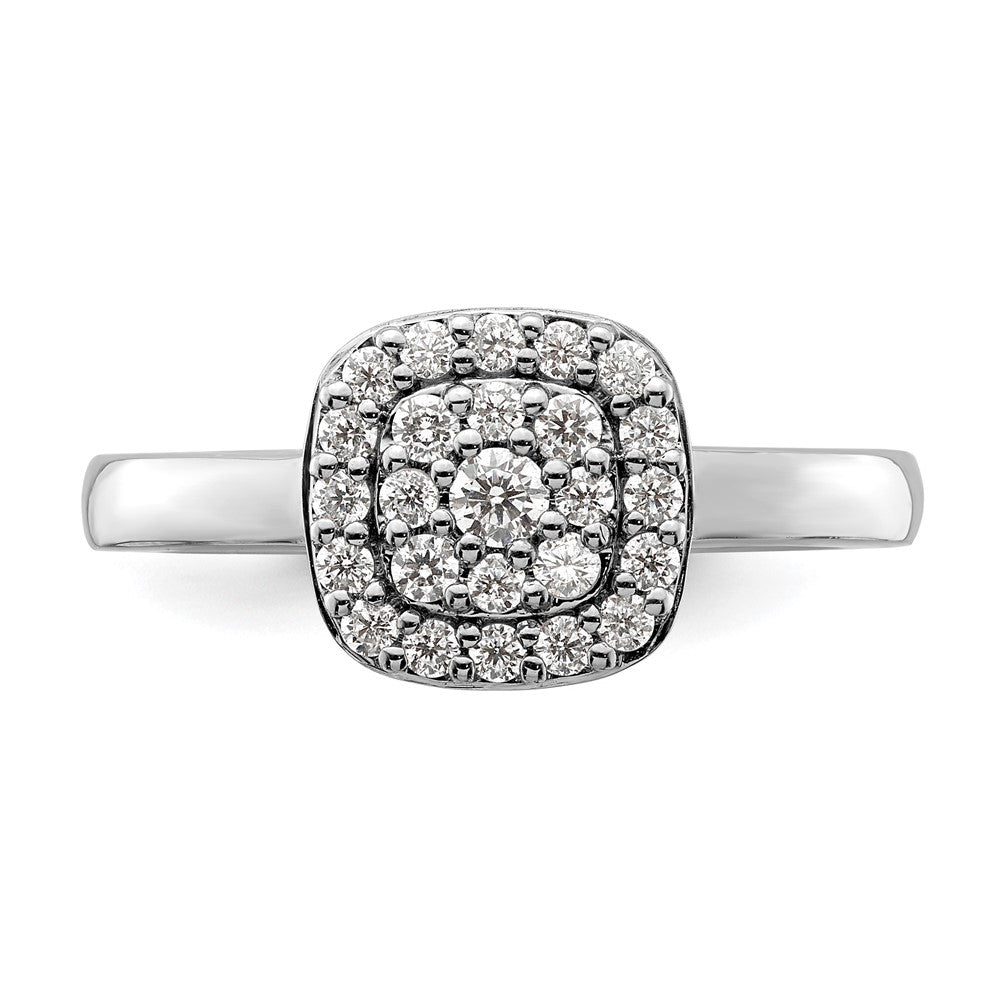 14k White Gold 3/8 ct Lab Grown Diamond VS/SI+ G+ Comp Square Halo Ring