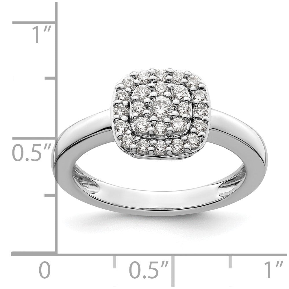 14k White Gold 3/8 ct Lab Grown Diamond VS/SI+ G+ Comp Square Halo Ring